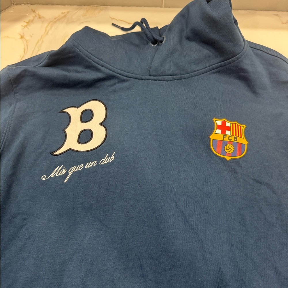 Blue Hoodie with Barcelona Logo
